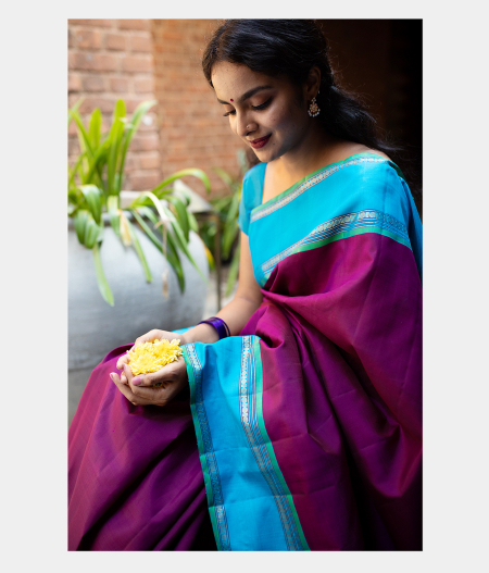Purple Handwoven Kanjivaram Silk Saree T2032542
