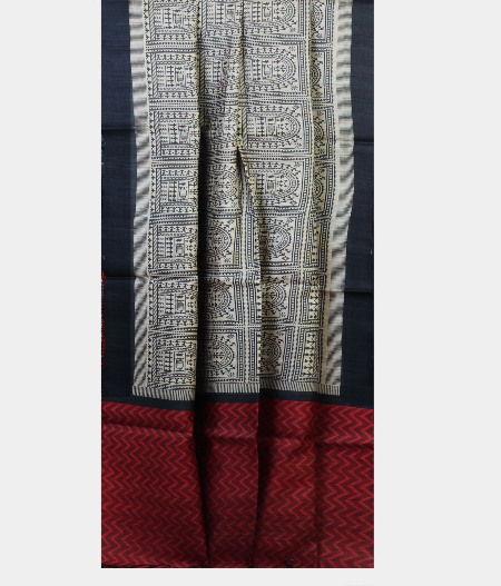 Grey Tussar Printed Saree T1982272