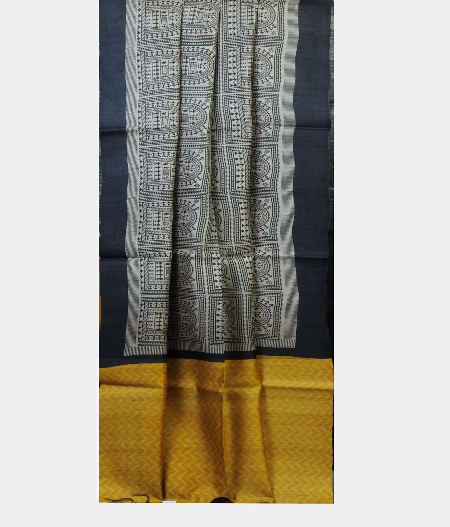 Grey Tussar Printed Saree T1982262