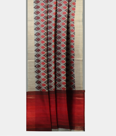 Grey  Tussar Printed Saree T1977012