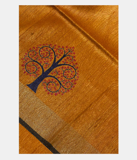 Yellow Tussar Printed Saree T198119-image