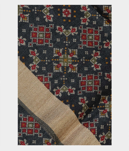 Dark Grey Tussar Printed Saree T198194-image