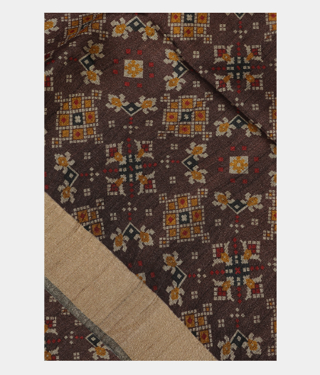 Brown Tussar Printed Saree T198190-image