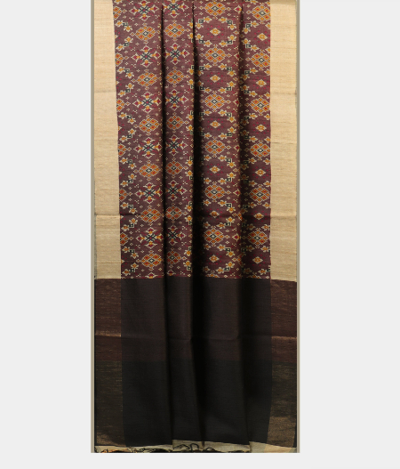 Brown Tussar Printed Saree T1981902