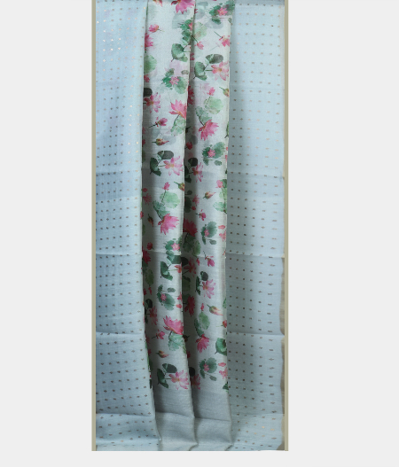 Light Blue Tissue Organza Printed Saree  T1988012