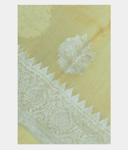 Yellow Banaras Organza Saree T187178-image