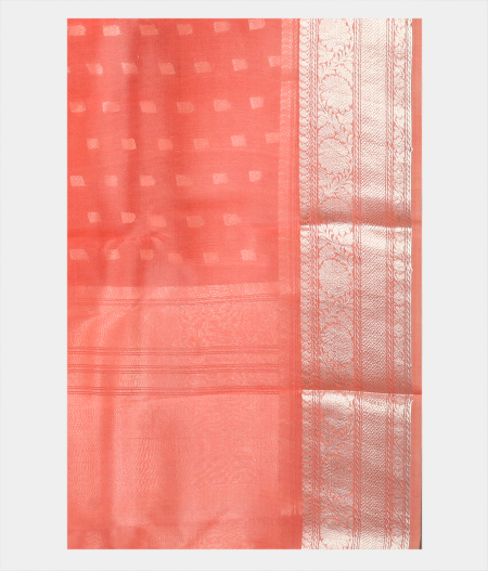 Peach Banaras Organza Saree T1990993