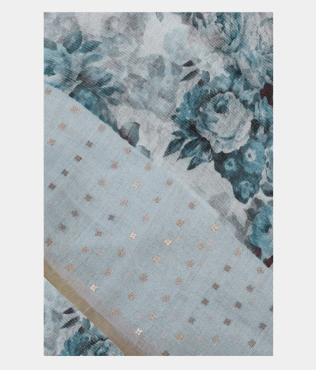 Light Blue Tissue Organza Printed Saree T198792-image