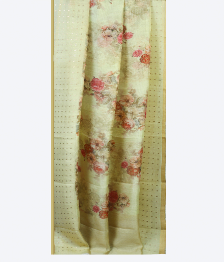 Yellow Tissue Organza Printed Saree  T1987822