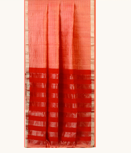 Peach Woven Raw Silk Saree T1974422