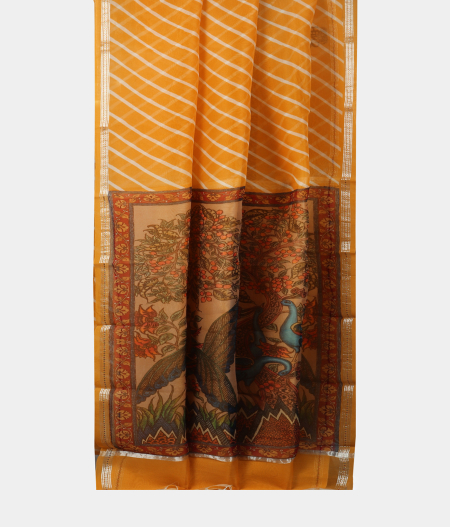 Yellow Kora Organza Printed Saree T1915512