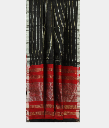 Black Raw Silk Saree T1299432
