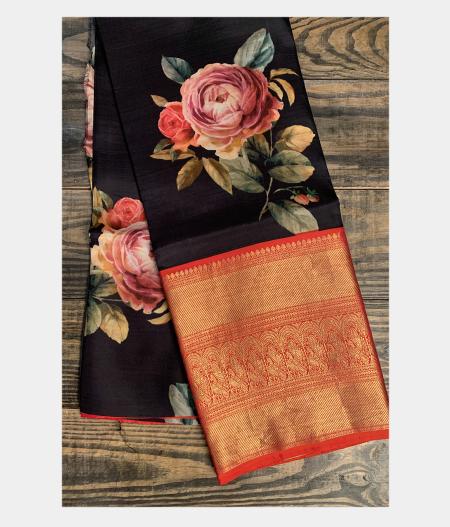 Black Printed Kanjivarm Silk Pavadai T1801862