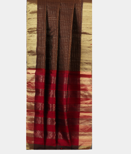 Brown Woven Raw Silk Saree T1974252