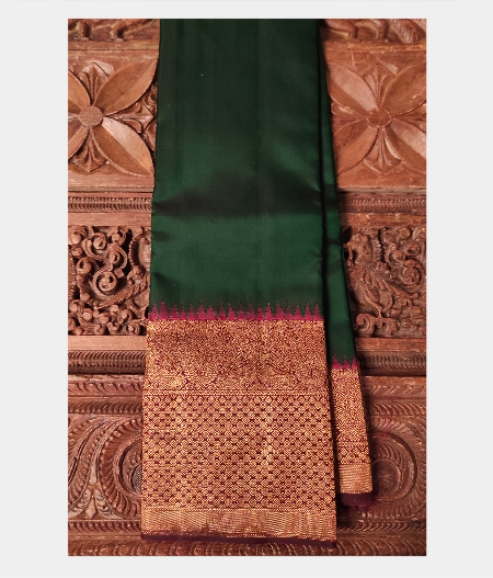 Bottle Green Handwoven Kanjivaram Silk Saree T192907-image