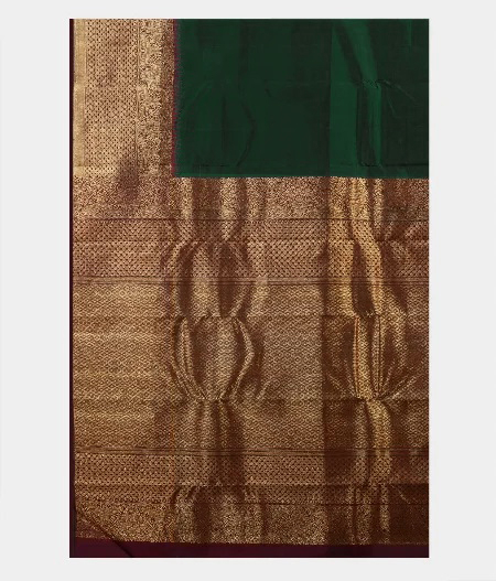 Bottle Green Handwoven Kanjivaram Silk Saree T1929074