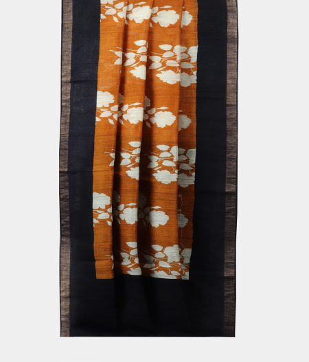 Yellow Tussar Printed Saree T1987763