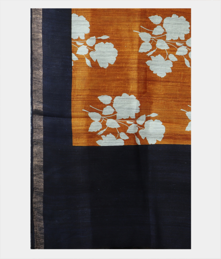 Yellow Tussar Printed Saree T1987765