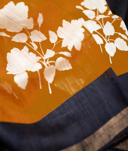 Yellow Tussar Printed Saree T198776-image