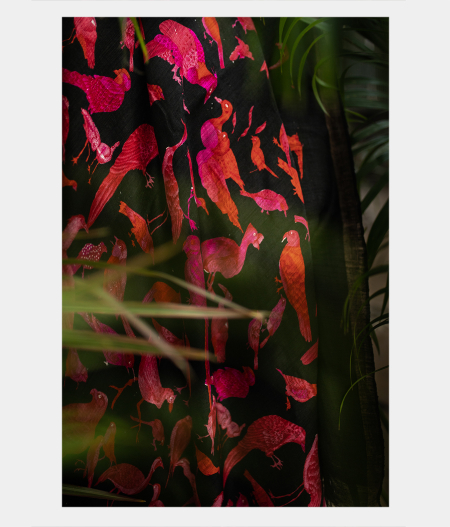 Black Tussar Printed Saree T1987572