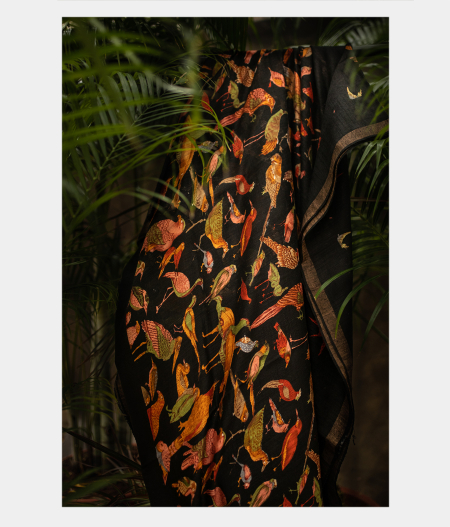 Black Tussar Printed Saree T198755-image
