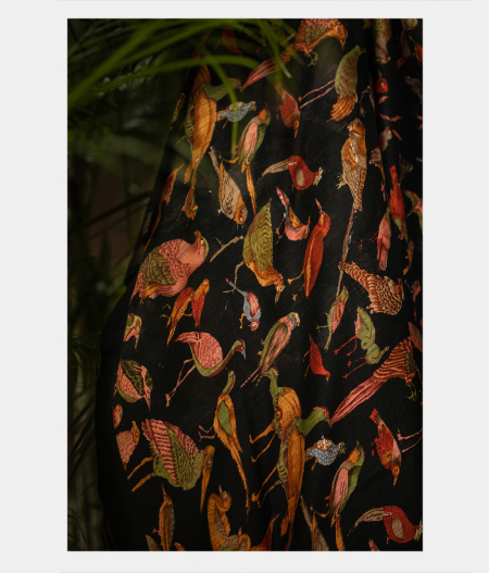 Black Tussar Printed Saree T1987552