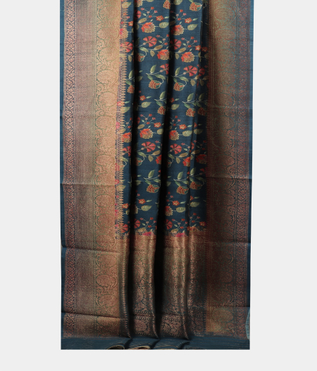 Blue Tussar Printed Saree T2042533