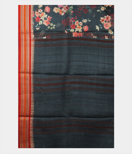 Dark Grey Vidarbha Tussar Saree T1915914