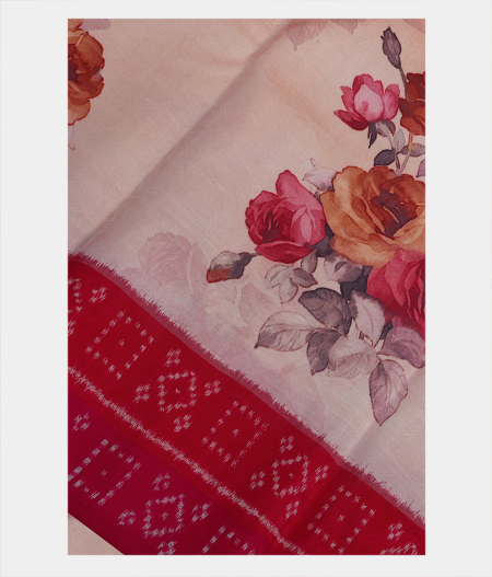 Peach Ikat Silk Saree T198812-image