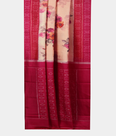 Peach Ikat Silk Saree T1988122