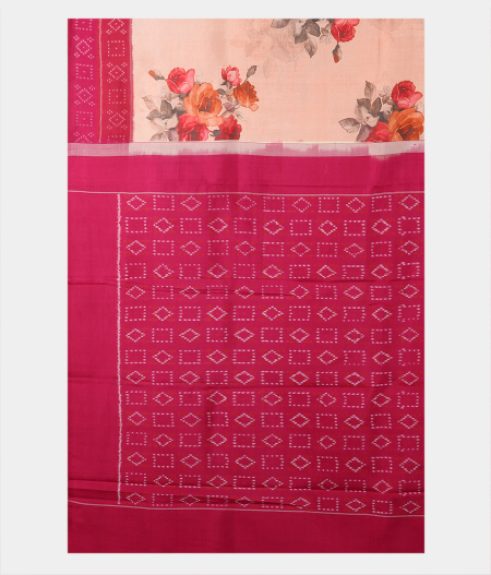 Peach Ikat Silk Saree T1988124