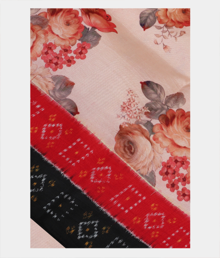 Peach Ikat Silk Saree T198813-image