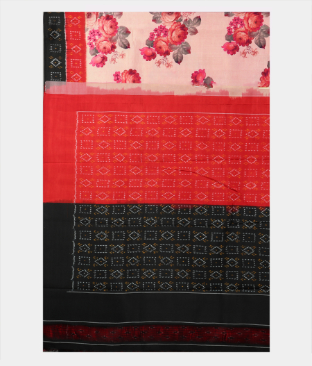 Peach Ikat Silk Saree T1988134