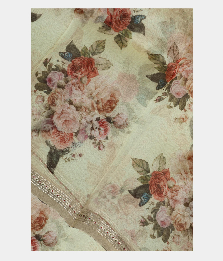 Yellow Organza Printed Saree T157931-image