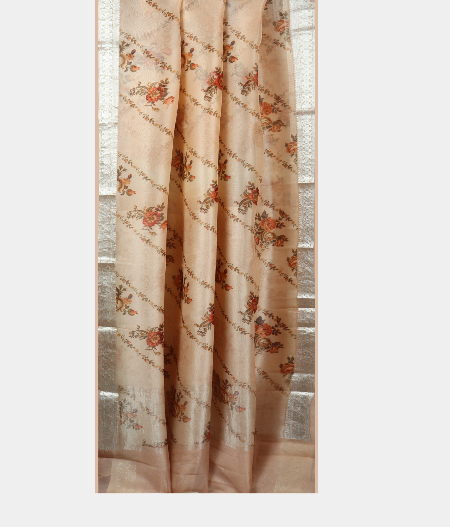 Peach Organza Printed Saree T1545092