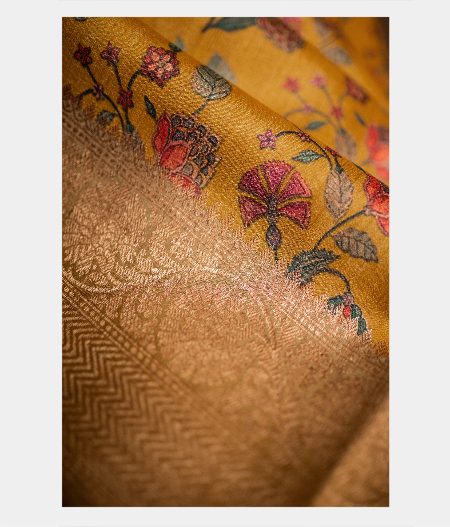 Yellow Tussar Printed Saree T204248-image