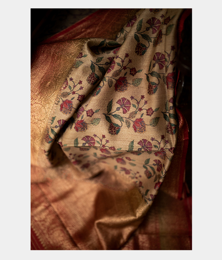 Beige Tussar Printed Saree T204247-image