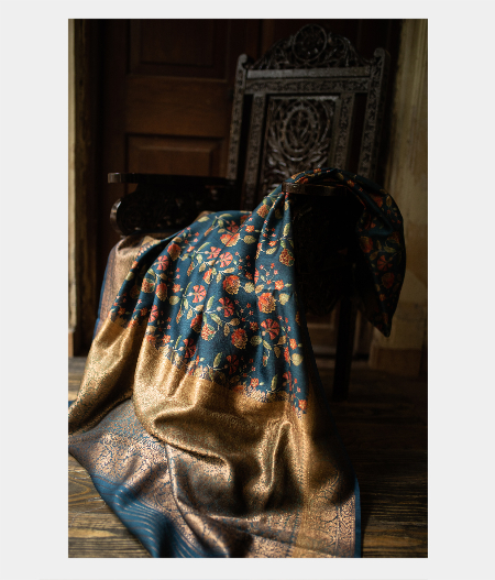 Blue Tussar Printed Saree T2042532