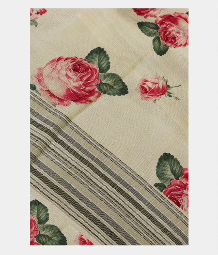 Beige Twill Silk Saree T199418-image