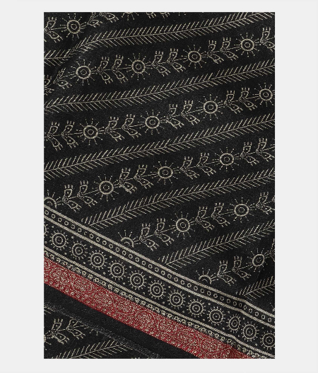 Black Soft Tussar Printed T199330-image