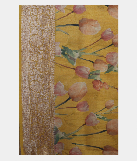 yellow Tussar Saree 1807243