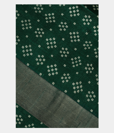 Bottle Soft Green Tusser Printed Silk Saree T198538-image