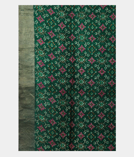 Bottle Soft Green Tusser Printed Silk Saree T1985383