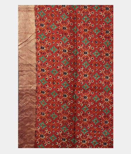 Orange Soft Tussar Printed Silk T1985303