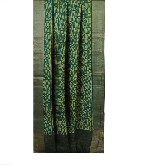 Green Printed Raw Silk Saree T1985432
