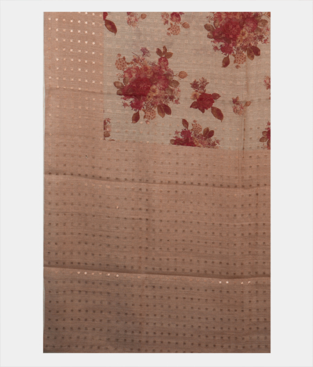Beige Tussar Printed Saree T1871934