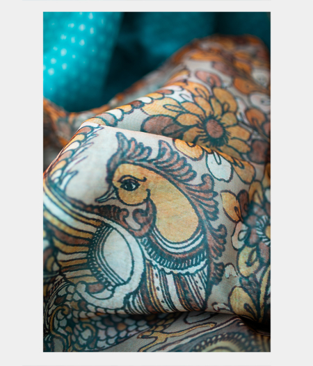 Light Blue Kora Organza Printed Saree T1994702