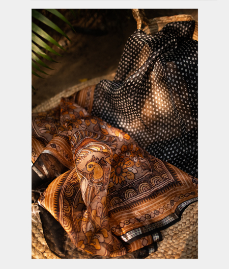 Black Kora Organza Printed Saree T191545-image
