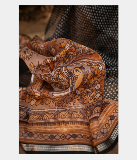 Black Kora Organza Printed Saree T1915452