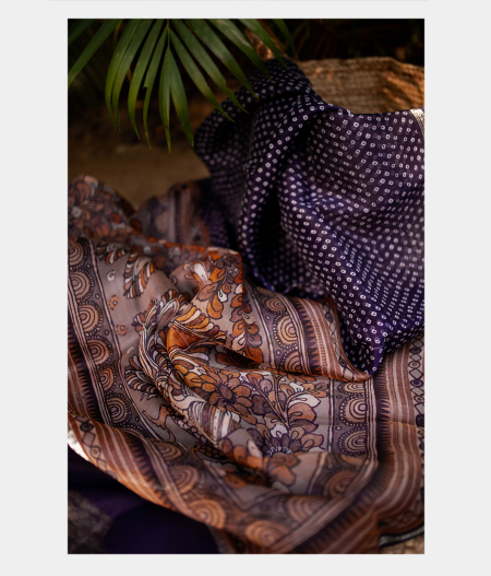 Purple Kora Organza Printed Saree T199476-image